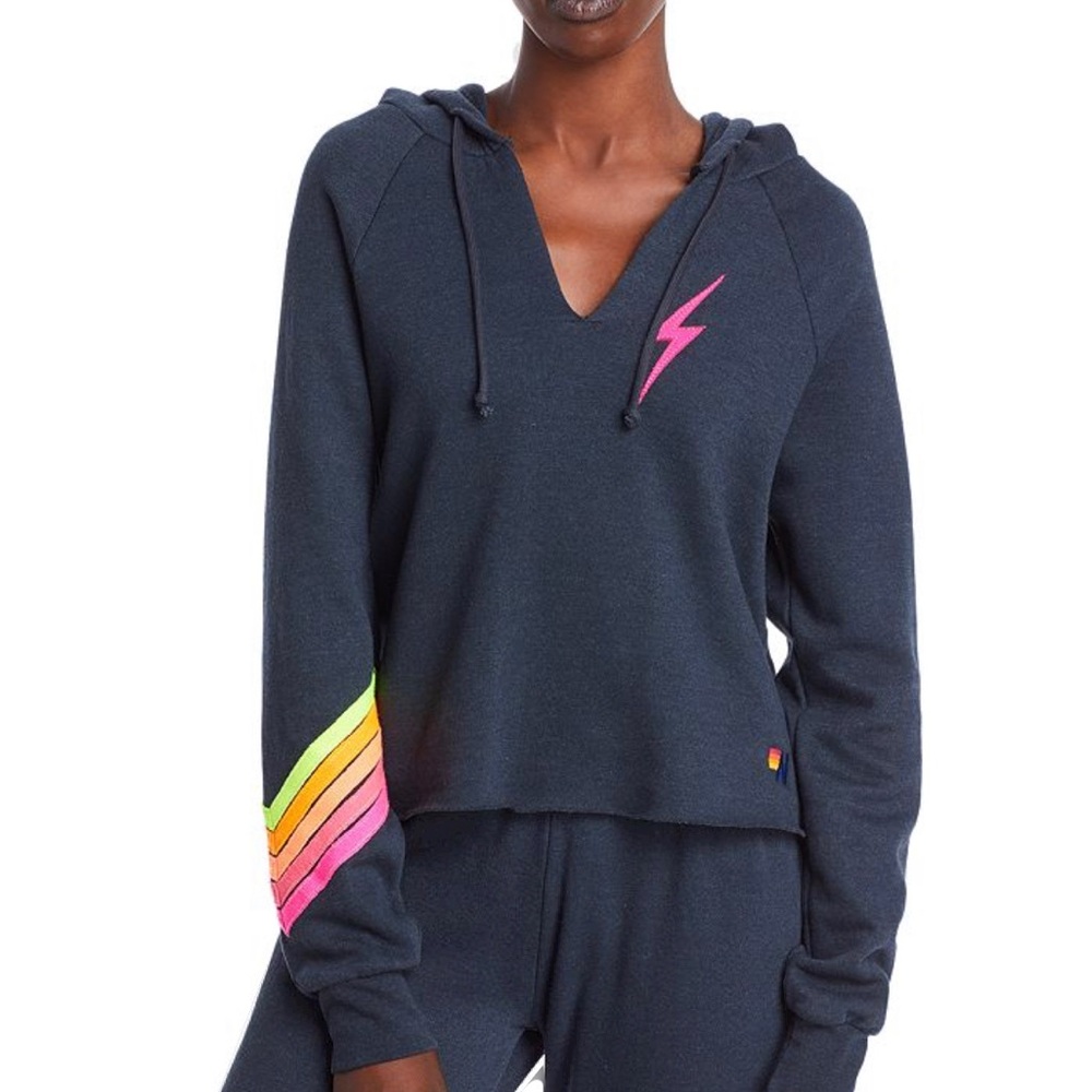 Aviator nation cropped v neck neon hoodie!!